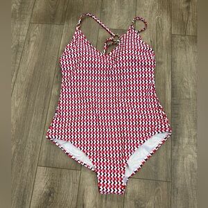 Kona Sol Multi Color Geometric One Piece Swimsuit Size XL Beach Vacation Pool